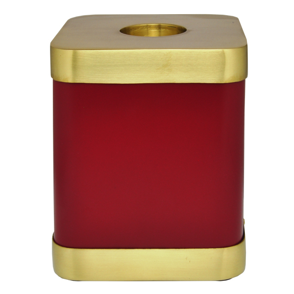 Brass Candle Holder Urn - Height 5 Inches, Diameter 3.5 Inches | Scarlet Enamel Finish, Elegant Memorial Laser-etched Engravings