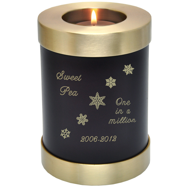 Brass Candle Holder Urn - Height 5 Inches, Diameter 3.5 Inches | Scarlet Enamel Finish, Elegant Memorial Laser-etched Engravings