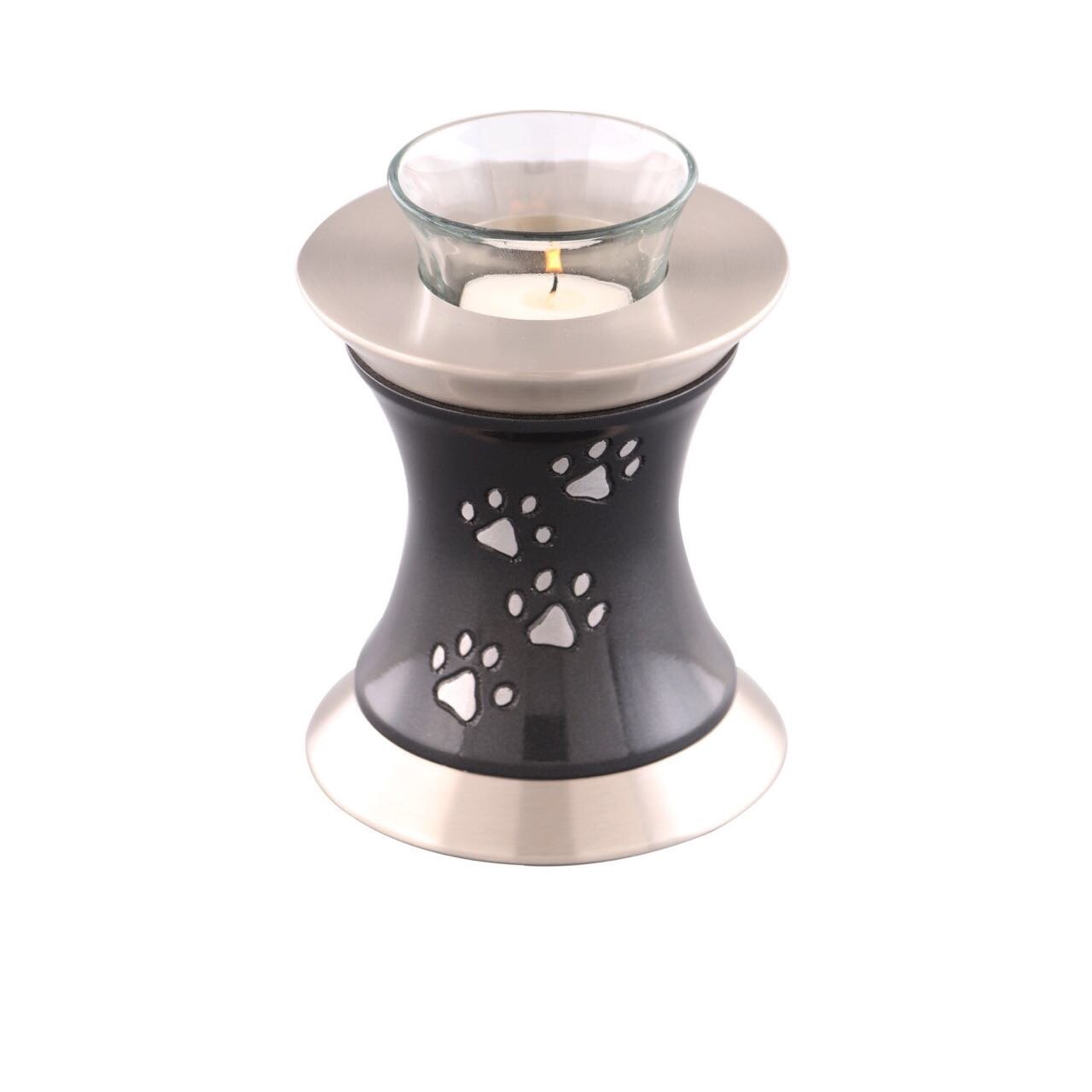 Gray & Pewter Tealight Pet Urn Keepsake Urn For Ashes