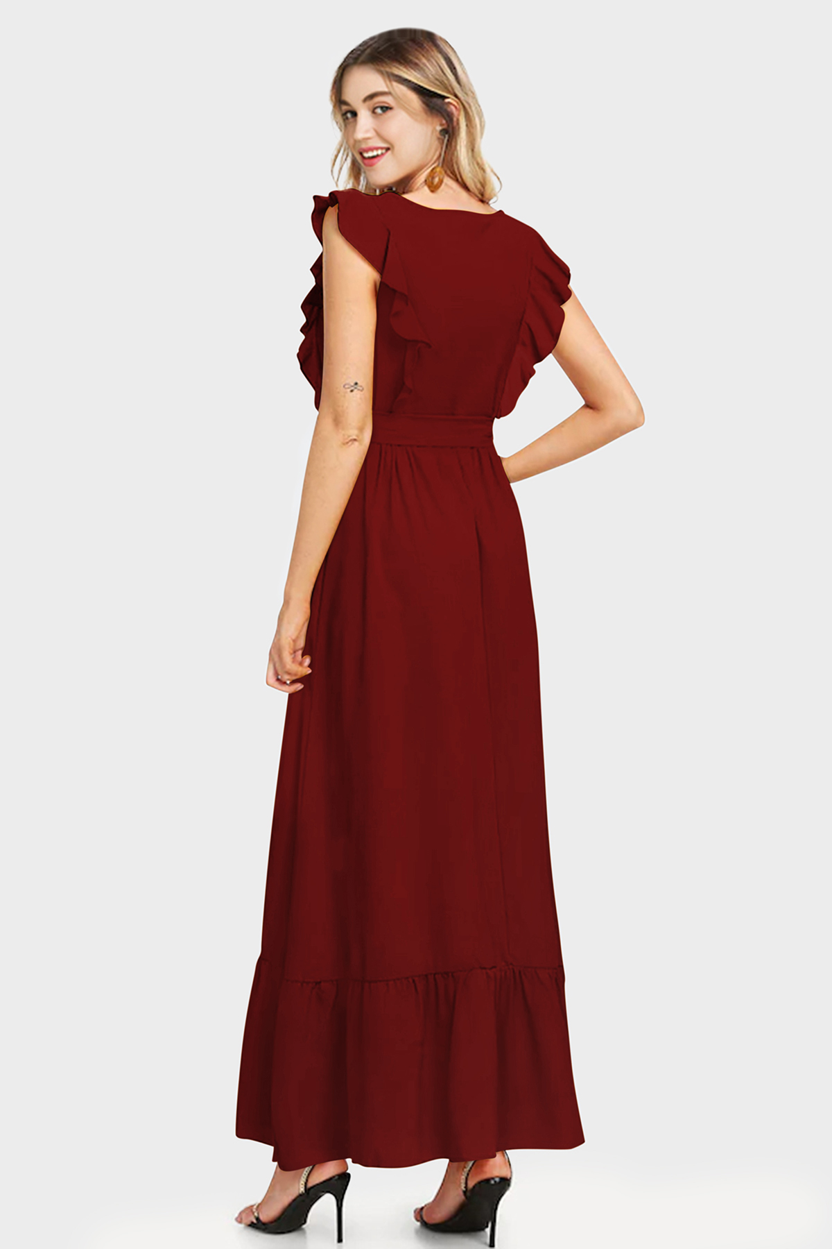 Exclusive Designer Maroon Rayon Frock Suit - Sizes S To Xxl | Sleeveless, No Fade, Washable, All Season Wear