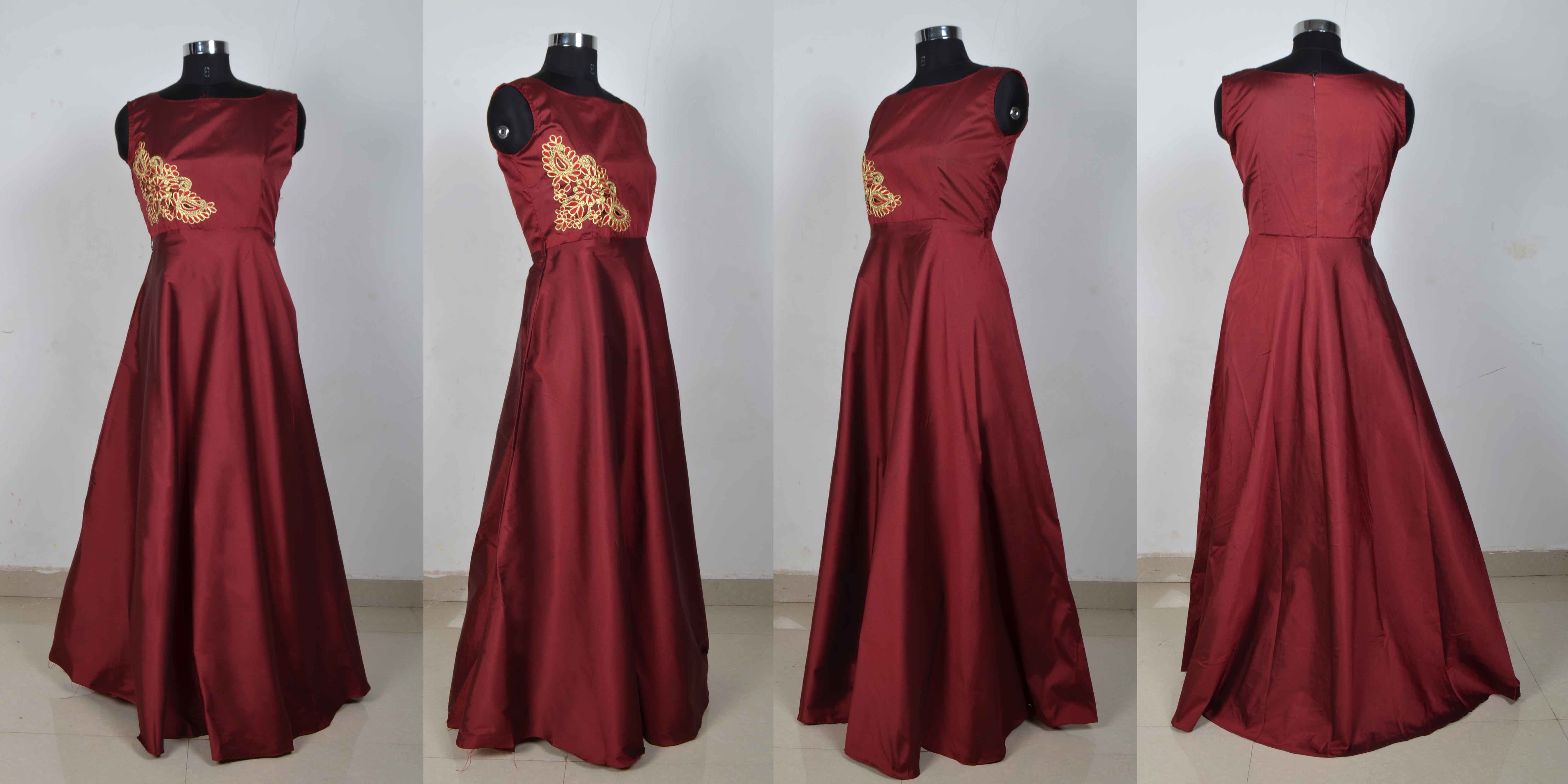 Maroon Silk Gown