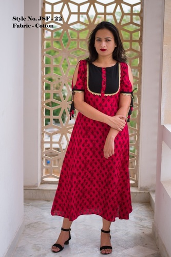 Quick Dry Red Cotton Kurti