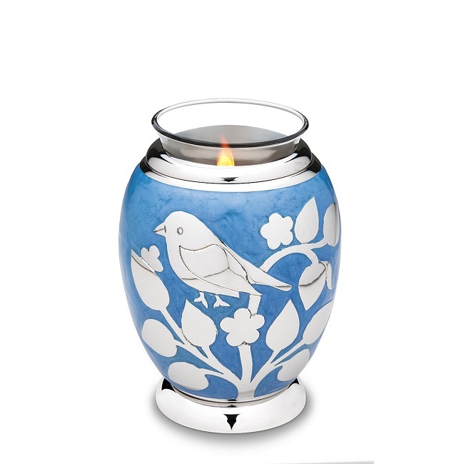 Metal Blessing Birds Gold Tealight Urn