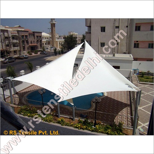 Triangle Tensile Structure - Polyester, Customized Dimensions, All Colors Available | Triple Layered, Mild Steel Frame, Plain Canopy Design, Suitable for 5+ Persons