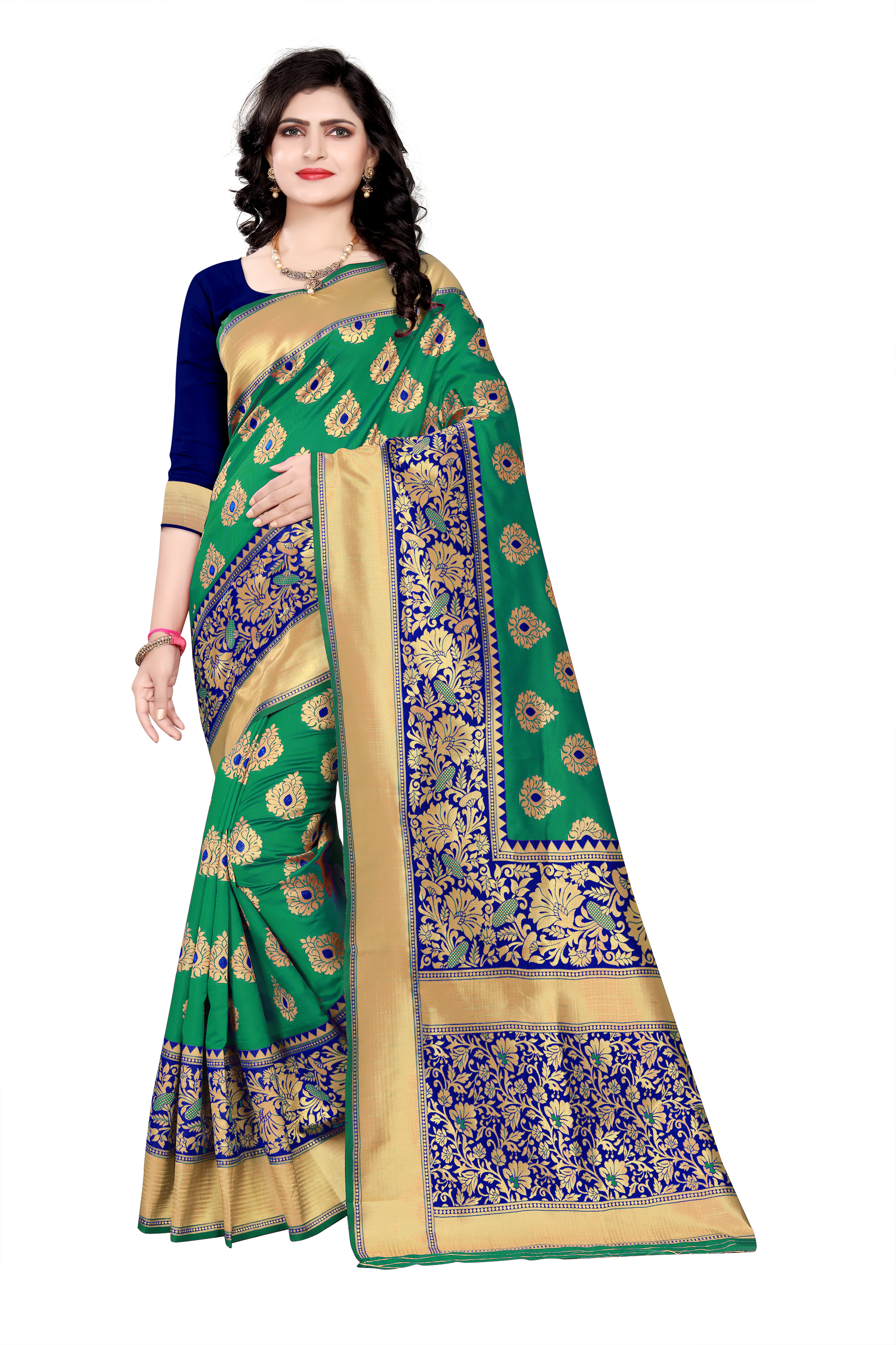 Handloom Silk Saree - Exclusive Floral Print With Beautiful Palav Border, 6 Vibrant Colors