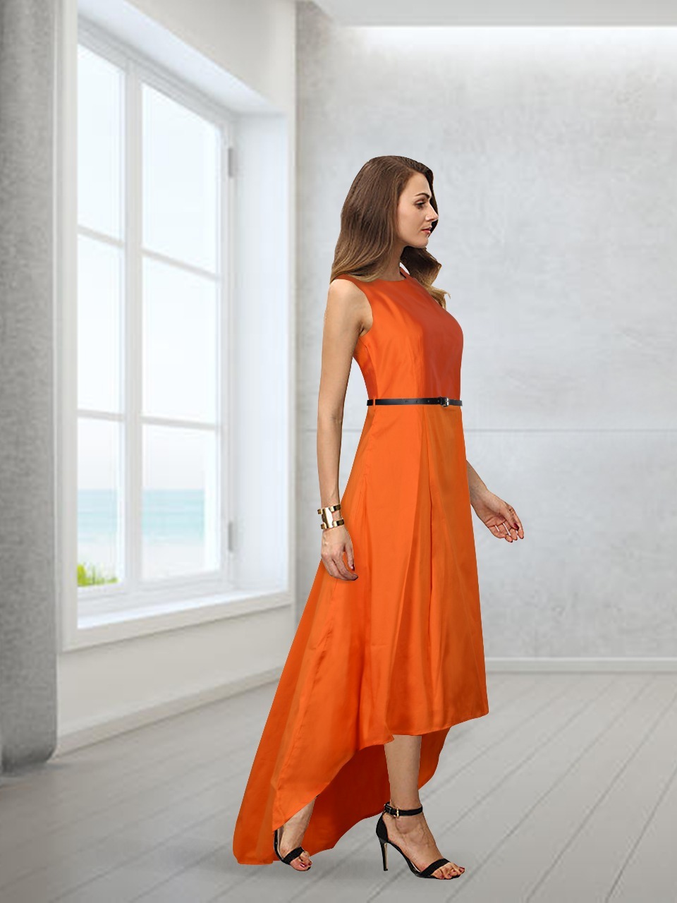 Orange Designer Gown
