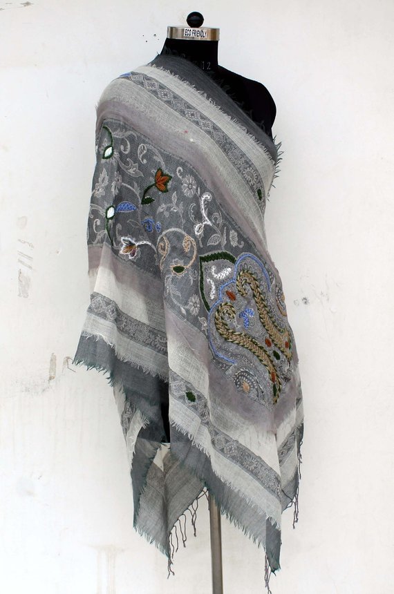 Multi Colors Hand Woven Boiled Wool Shawl