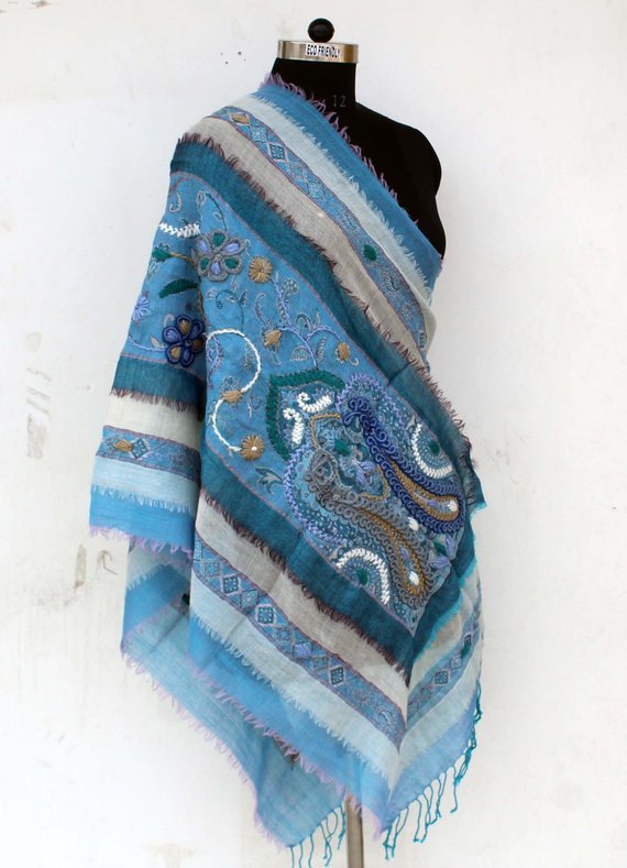 Multi Colors Hand Woven Boiled Wool Shawl