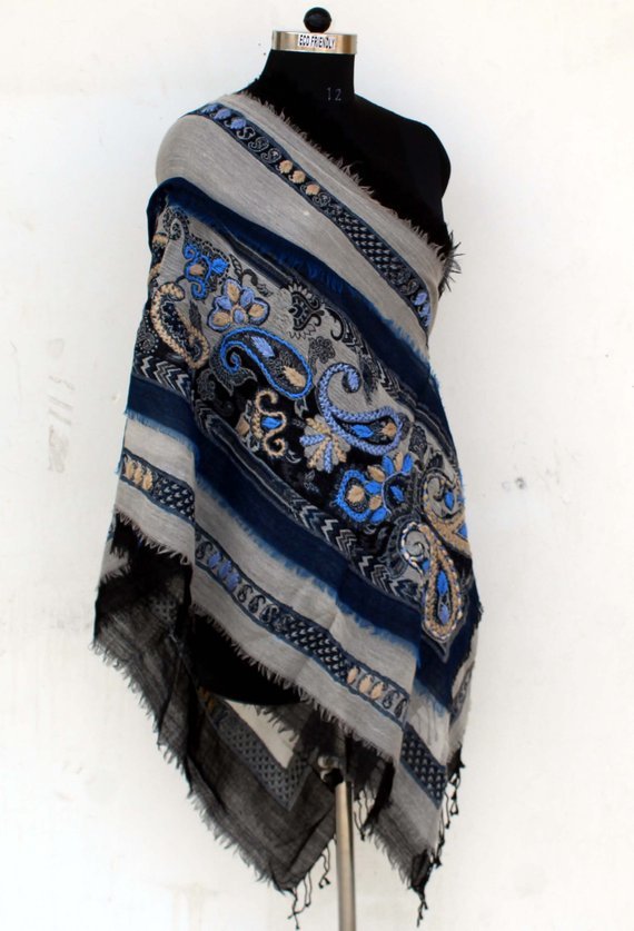 Multi Colors Hand Woven Boiled Wool Shawl