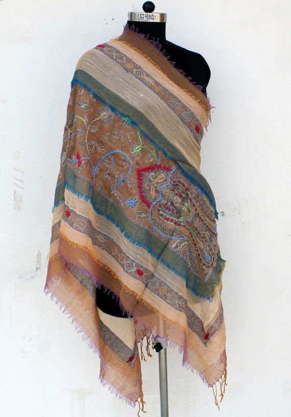Multi Colors Hand Woven Boiled Wool Shawl