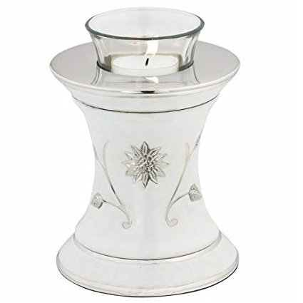 Silver Grace White Tealight Urn For Ashes