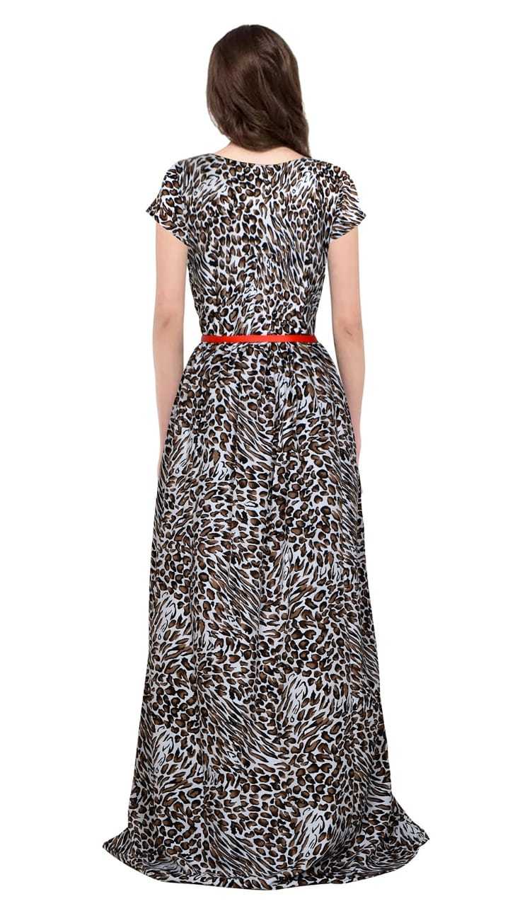 Exclusive Designer Frock Suit - Crepe, 55-56 Inch Length | Chiku Color, Sleeveless, Printed Pattern, No Fade, Washable, All Season