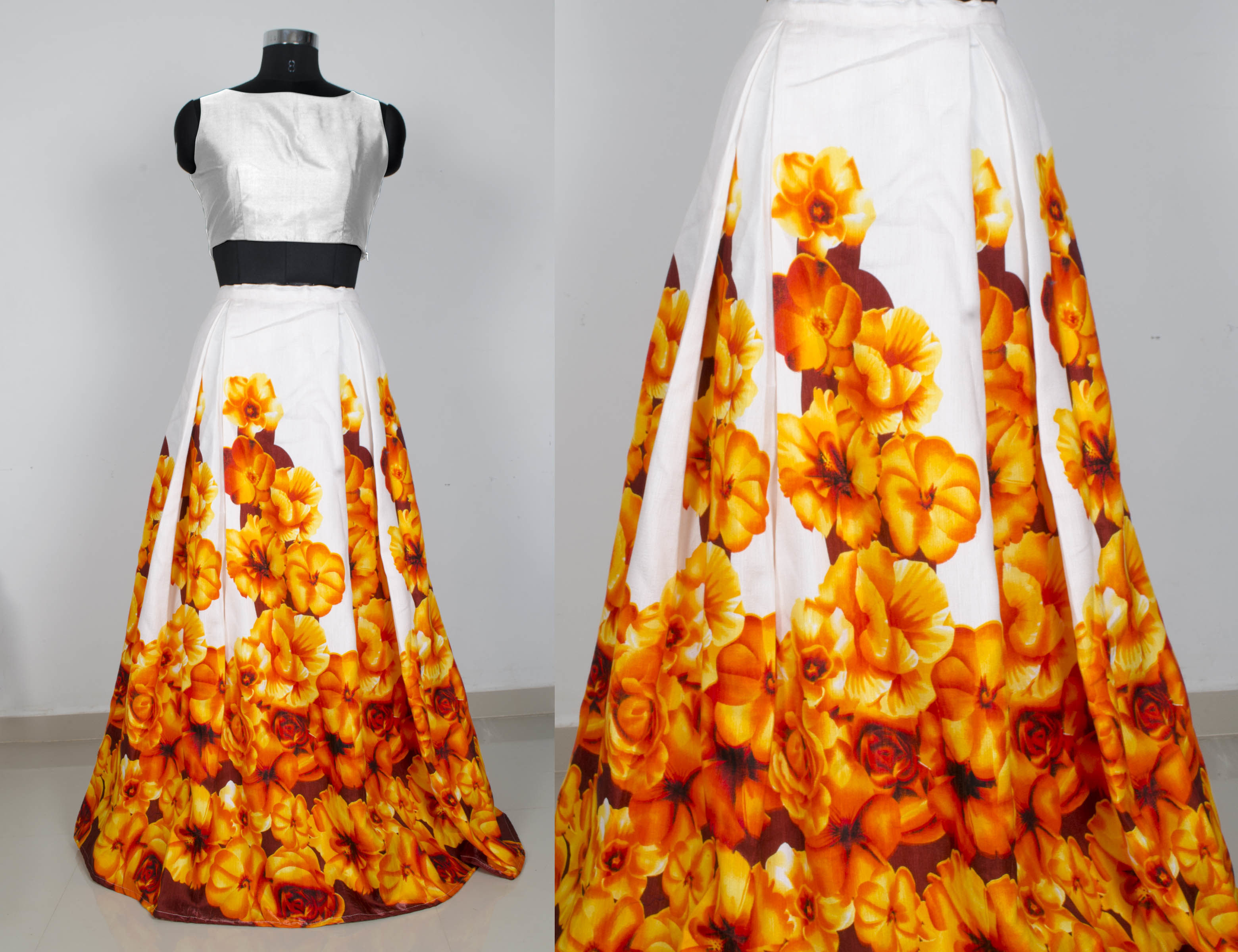 Orange Printed Lahenga