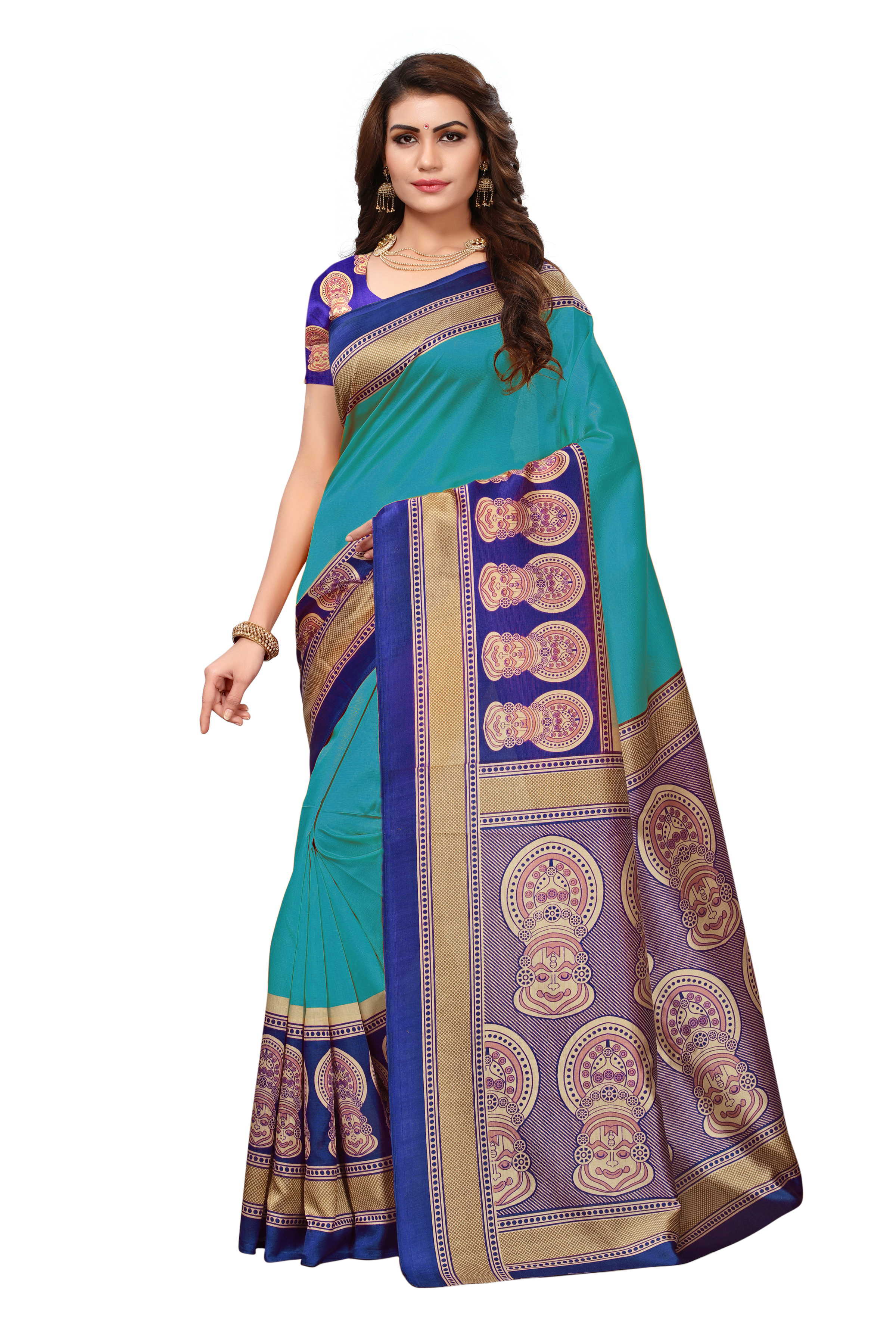 New Avani Silk Saree - Art Silk, 5.5 Mtr Length, Multi Color | Printed Pattern With Elegant Patch Work Design, Blouse 0.8 Mtr Included