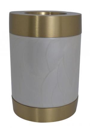 Tealight Art Deco - Brass Material, 5" H X 3.25" D Dimensions, Silver Finish - Small Cremation Urn With Memorial Candle Holder