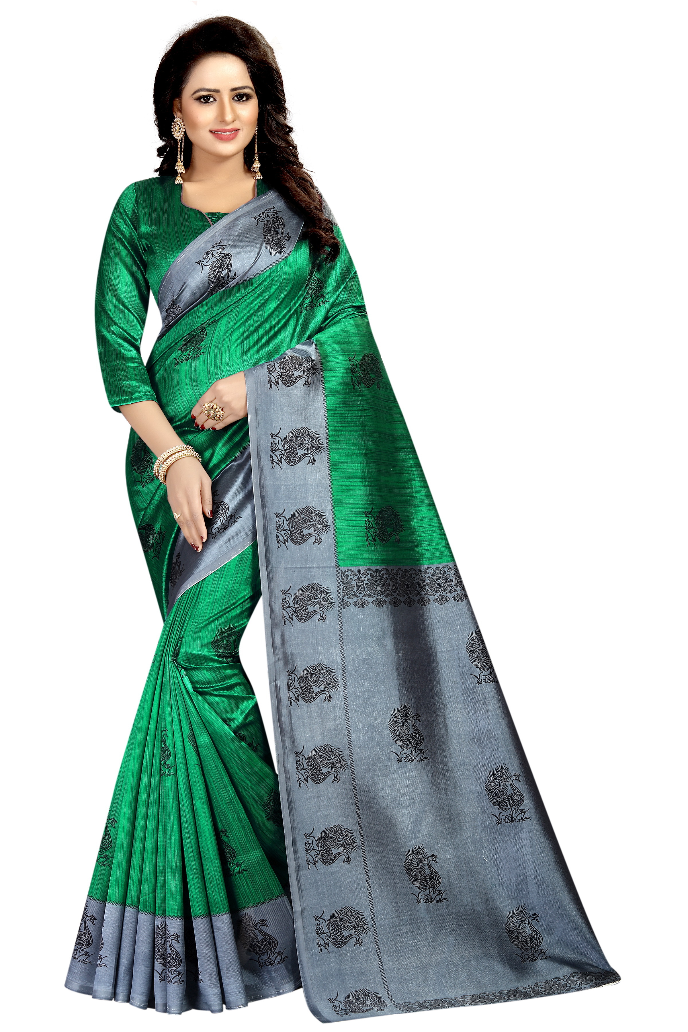 Mayuri Printed Saree - Art Silk, 5.5 Mtr Length, Multi Color | Printed Pattern, Patch Work, 0.8 Mtr Blouse Length, Versatile Elegance