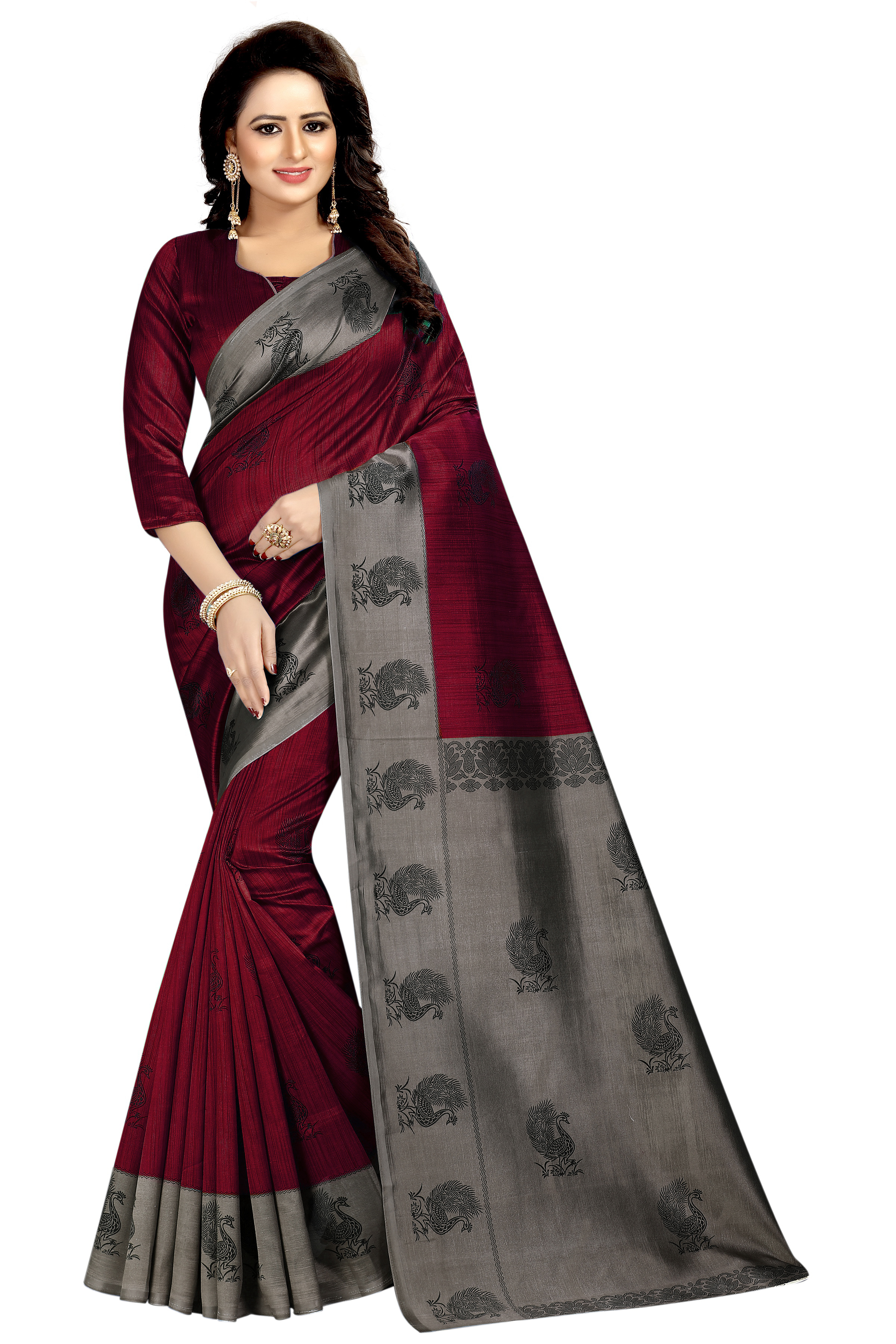 Mayuri Printed Saree - Art Silk, 5.5 Mtr Length, Multi Color | Printed Pattern, Patch Work, 0.8 Mtr Blouse Length, Versatile Elegance