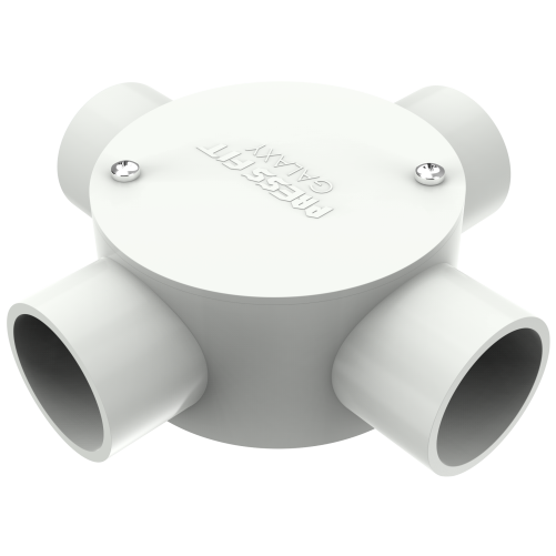 Pressfit Galaxy Conduit Junction Boxes - Pvc, 19 To 50 Mm, Black, Grey, White, Ivory | Smooth Surface, Deep Size, 1 To 4 Way Configuration