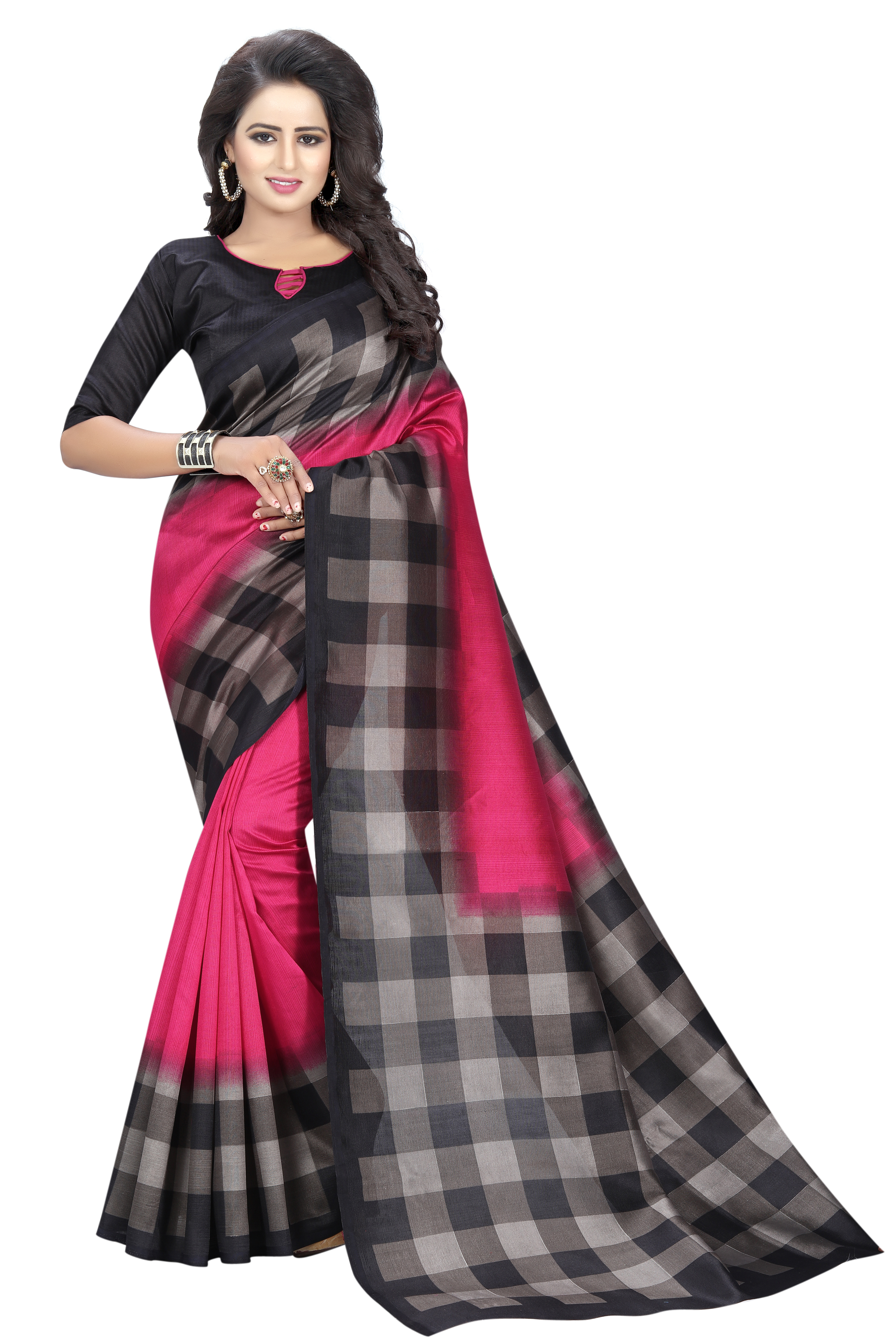 Madhuri Printed Saree - Art Silk, 5.5 Mtr Length, Multi Color | Patch Work, Printed Design, Includes 0.8 Mtr Blouse For Versatile Styling