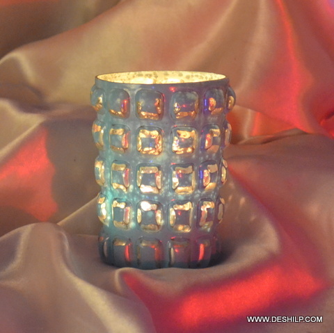 T Light Candle Holder With Silver Finish For Wedding Decoration - Material: Glass