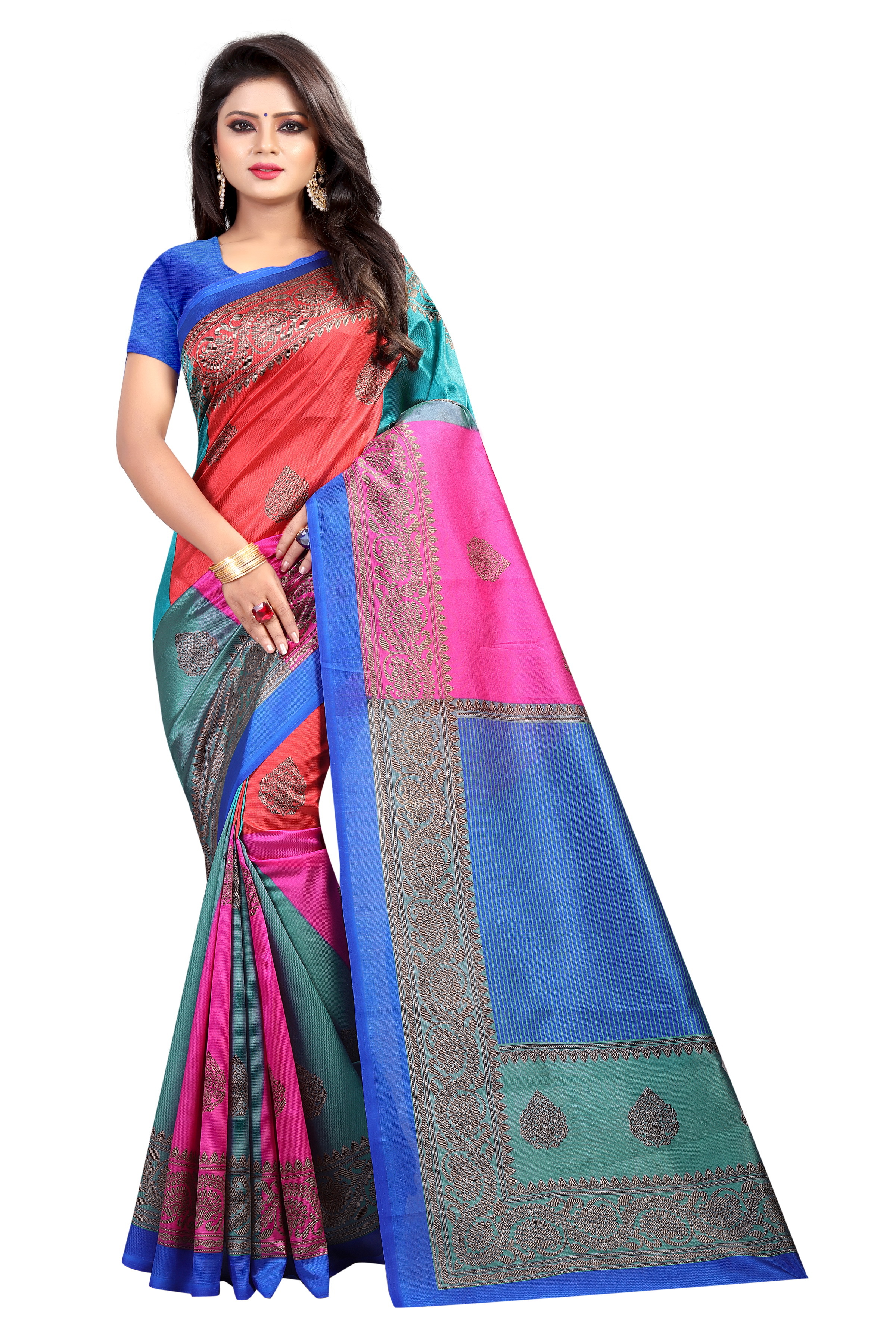 Blue Square Mysure Silk Saree