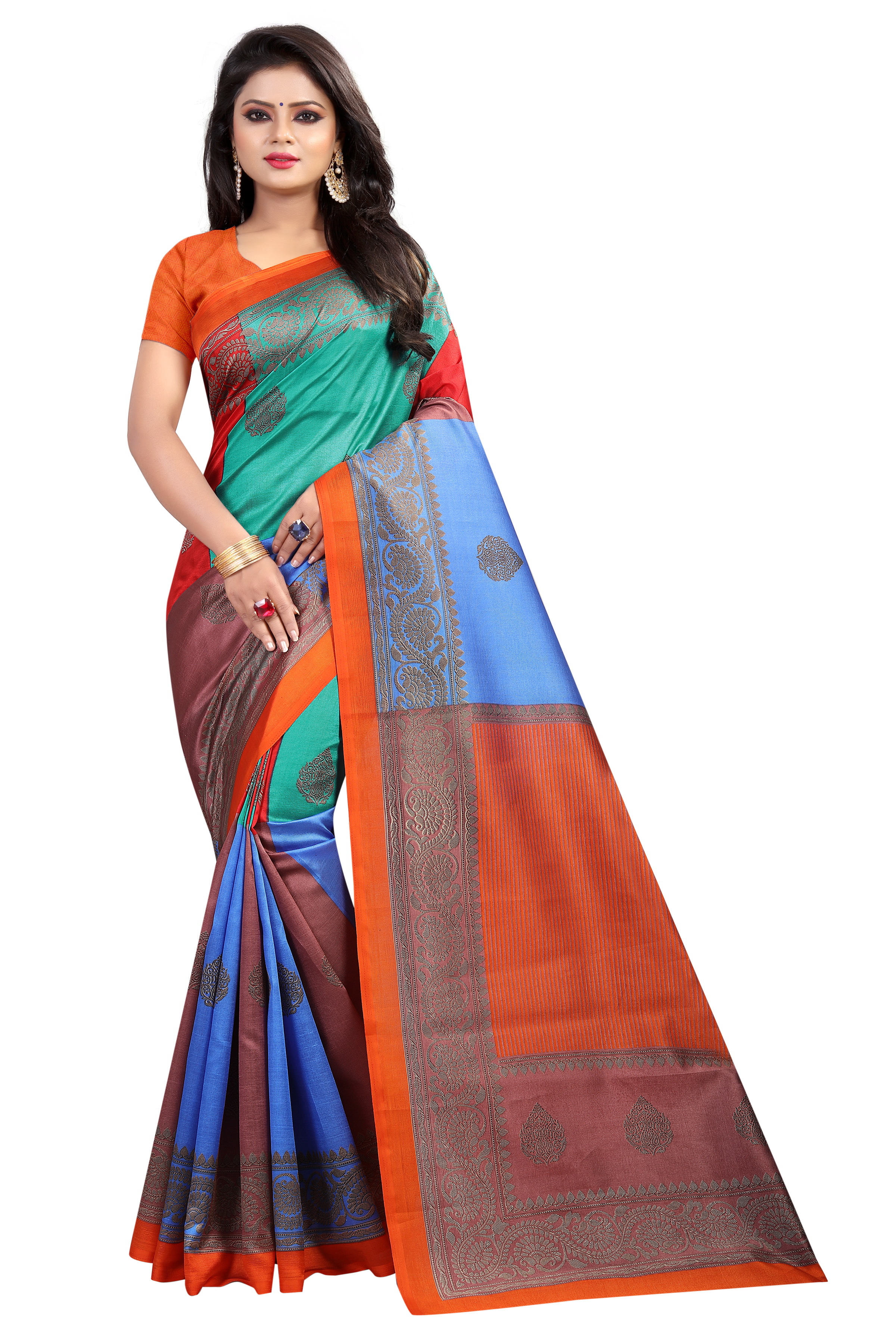 Blue Square Mysure Silk Saree