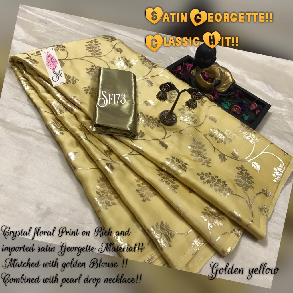 Foil Floral Satin Silk Saree