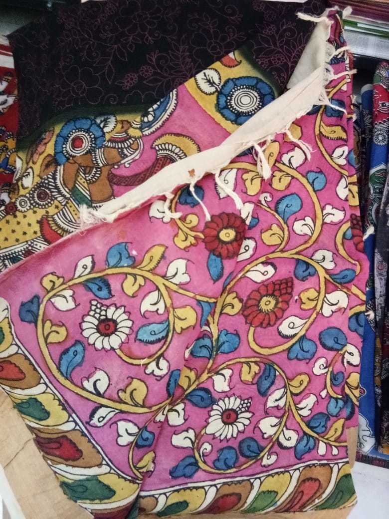 Cotton Hand Painted Kalamkari Sari