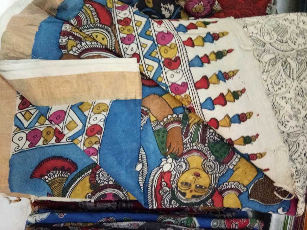 Cotton Hand Painted Kalamkari Sari