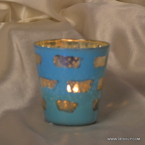 Tuffen Glass Candle Holder Shape Cylinder - Finishing: Silver