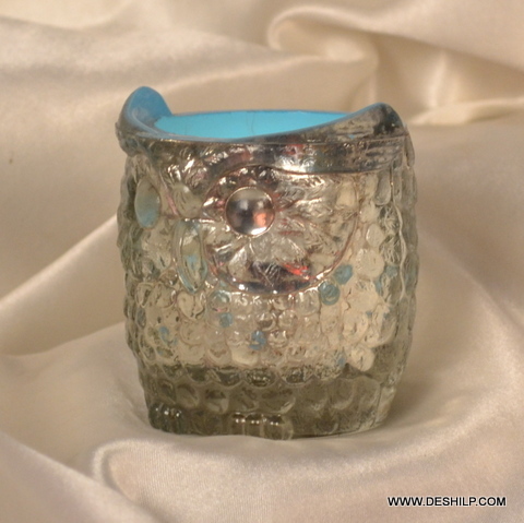 Antique Glass T Owl Shape Candle Votive Use: Promotional