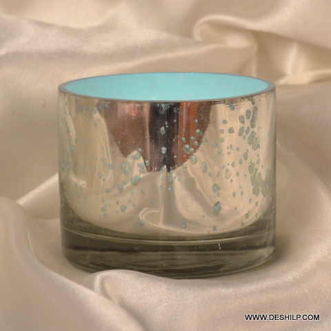 Antique Imitation Round Shape Glass Silver Votive