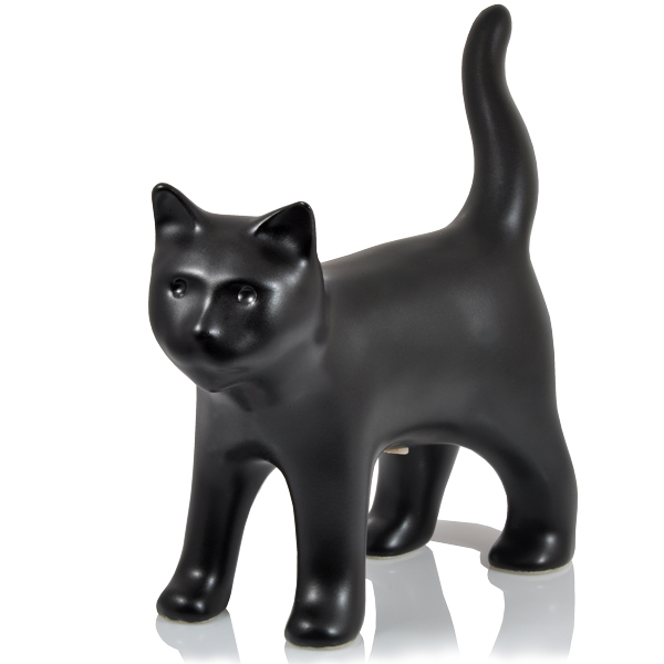 Black Resting Cat Urn