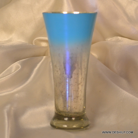 Beautifully Designed Long Silver Glass Flower Vase - Bottom Diameter: 8  Centimeter (Cm)