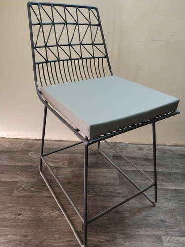 Iron Armless Cushion Chair - 18x17x18 Inch, Gray Iron for Restaurants, Cafes & Gardens, Durable, Easy to Clean, Rust Proof, Eco-Friendly, UV Resistant