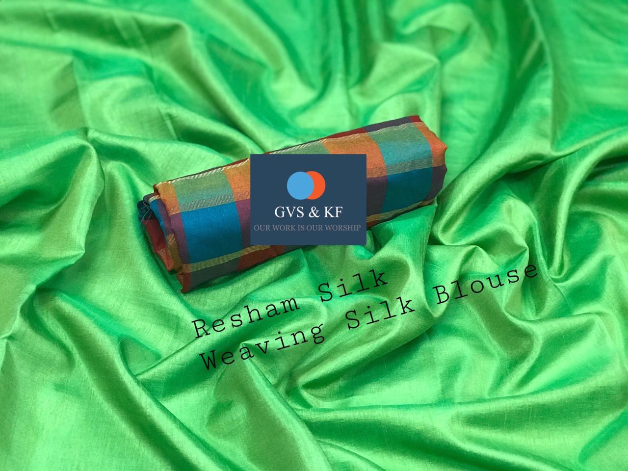 Resham Silk Saree - Silk Material, Multi Color, Plain Pattern | Ideal For All Seasons: Rainy, Spring, Summer, Winter, Elegant Indian Style