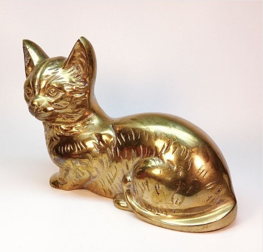Gold Vintage Brass Cat Figurine