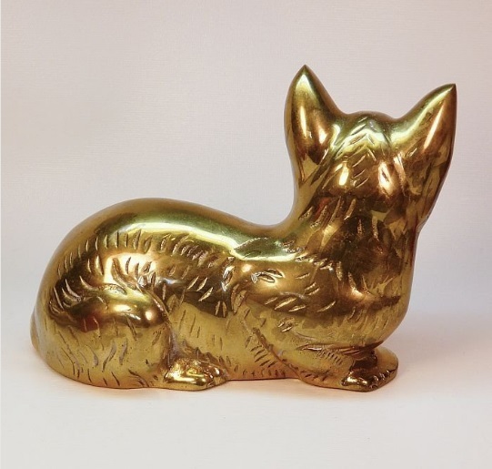Gold Vintage Brass Cat Figurine