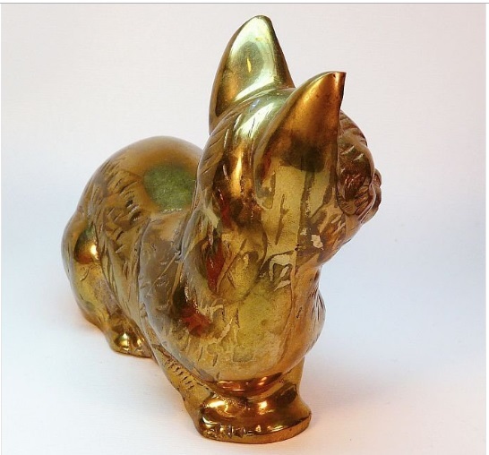 Gold Vintage Brass Cat Figurine