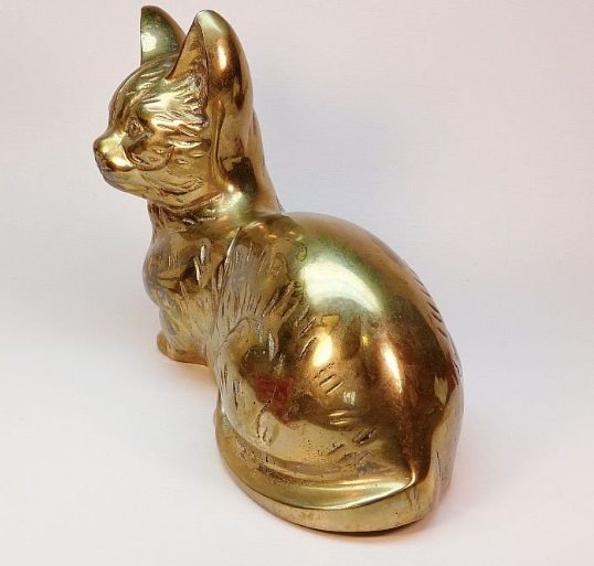 Gold Vintage Brass Cat Figurine