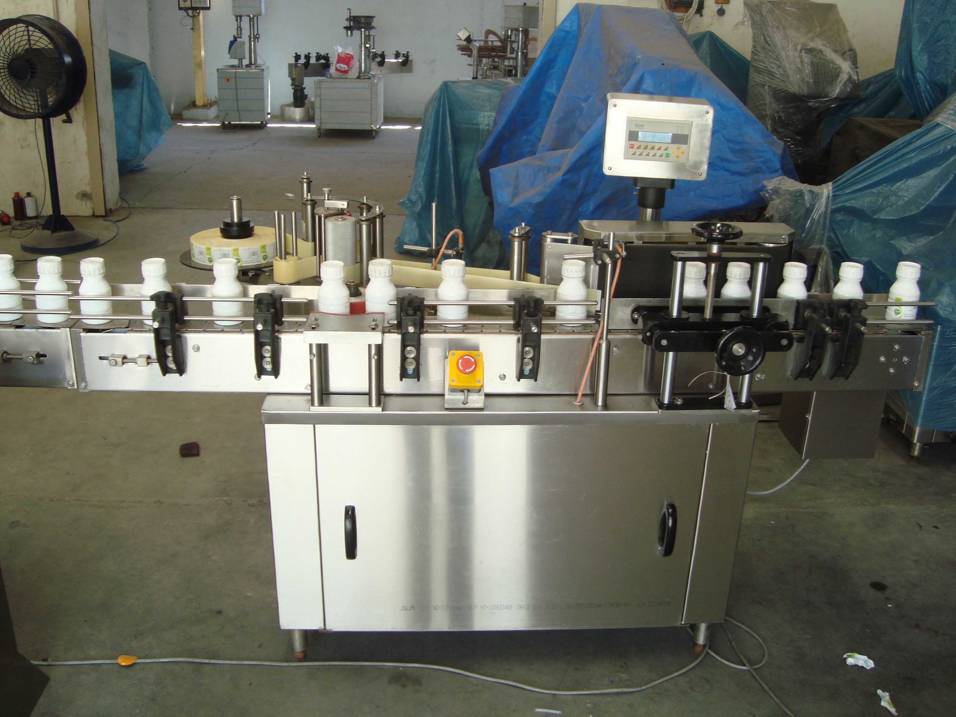 Automatic Self Adhesive Vertical Sticker Labelling Machine - Stainless Steel, 1950mm (L) X 950mm (W), Adjustable Height 800-850mm | Automatic, Plc Control, Output Up To 40 Bottles/min, 1 Year Warranty