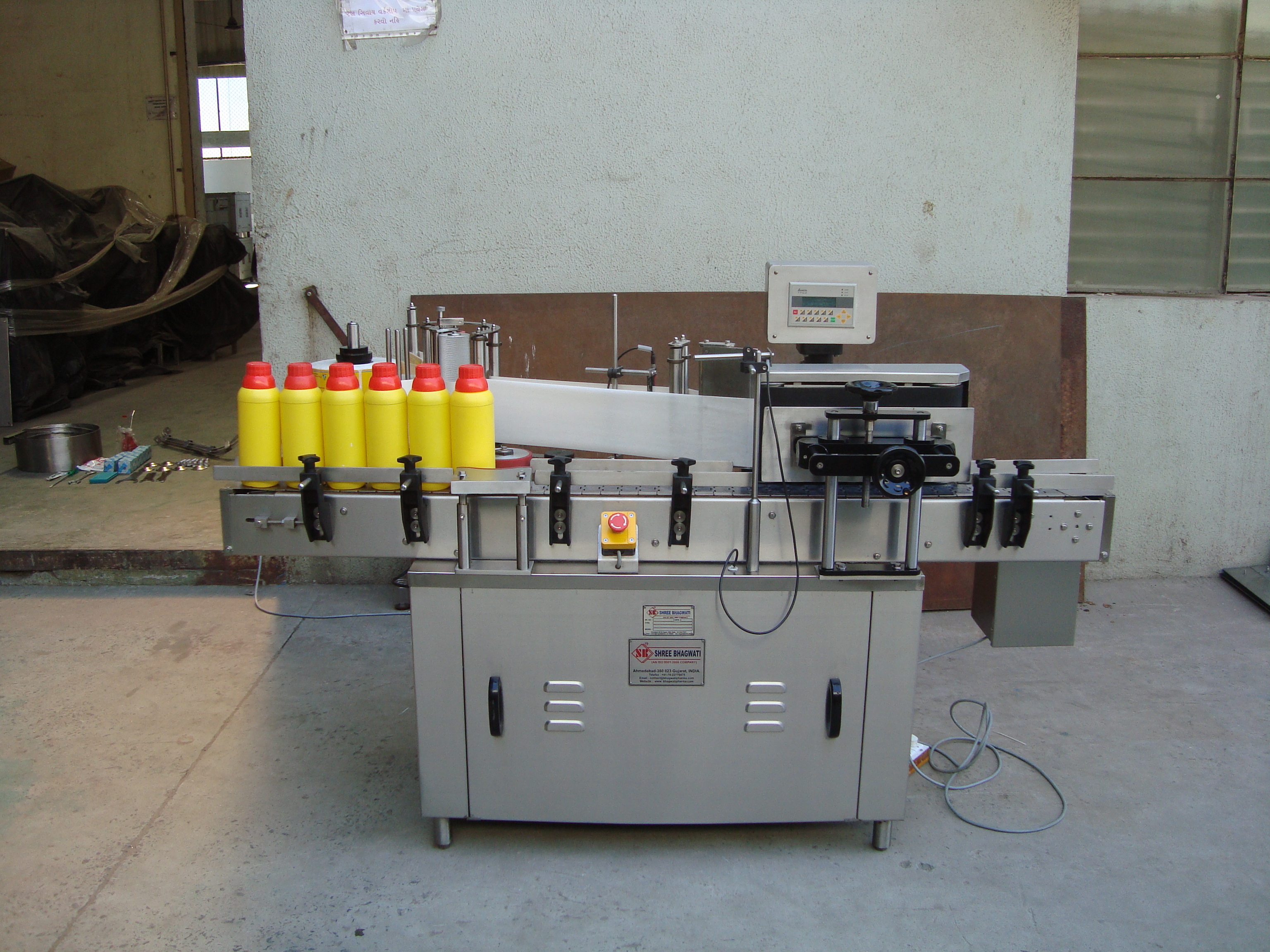 Automatic Self Adhesive Vertical Sticker Labelling Machine - Stainless Steel, 1950mm (L) X 950mm (W), Adjustable Height 800-850mm | Automatic, Plc Control, Output Up To 40 Bottles/min, 1 Year Warranty