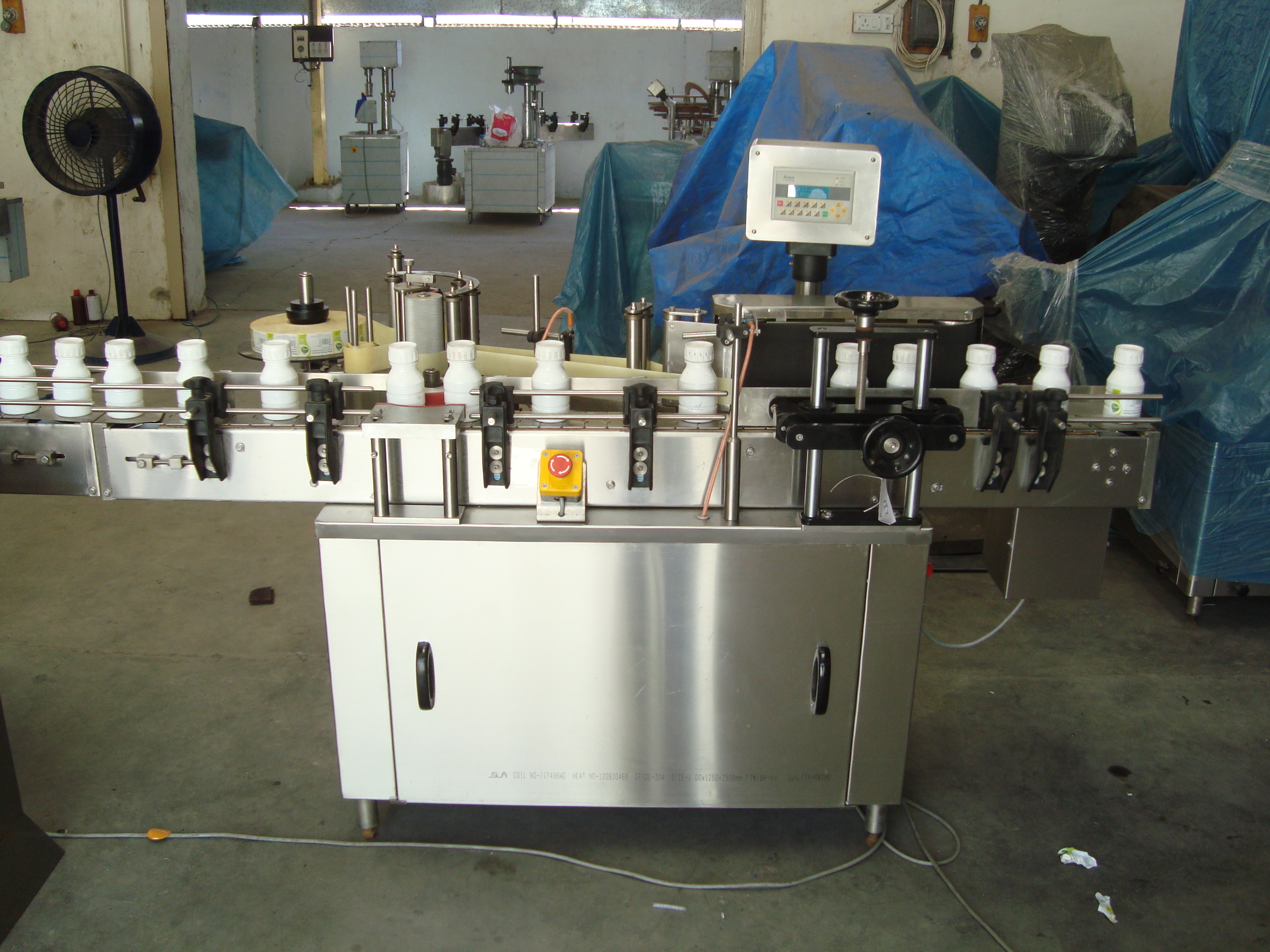 Automatic Self Adhesive Vertical Sticker Labelling Machine - Stainless Steel, 1950mm (L) X 950mm (W), Adjustable Height 800-850mm | Automatic, Plc Control, Output Up To 40 Bottles/min, 1 Year Warranty