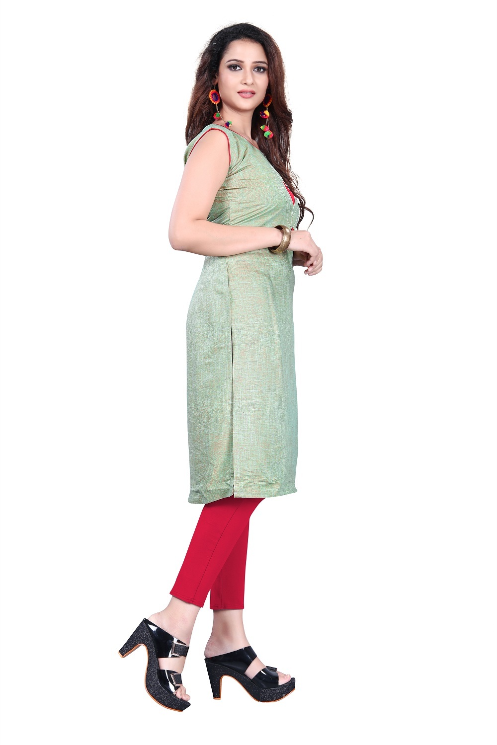 Green Sleeveless Kurti