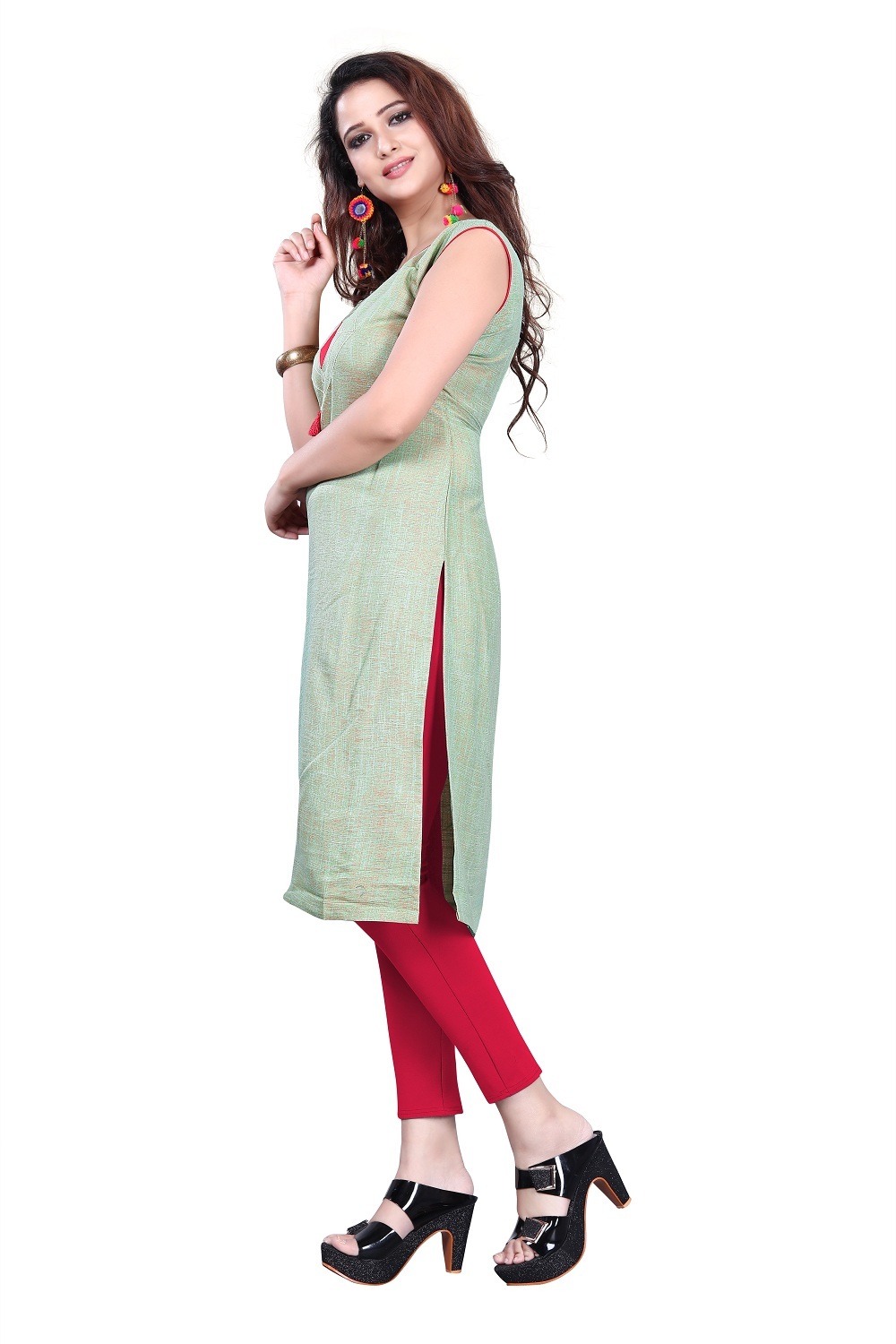 Green Sleeveless Kurti