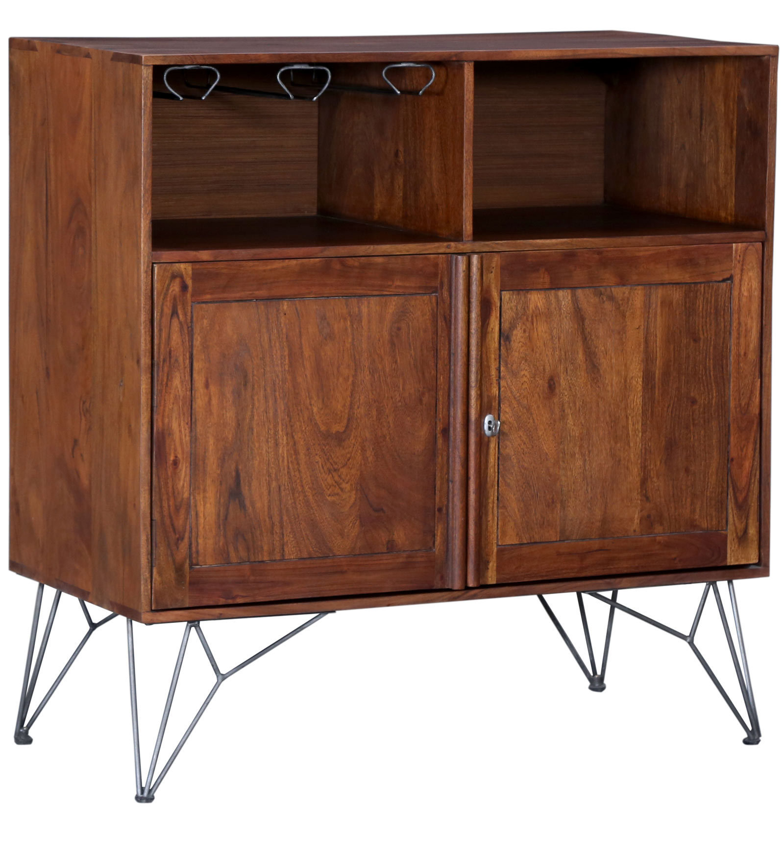 Premium Acacia Two Door Bar Cabinet