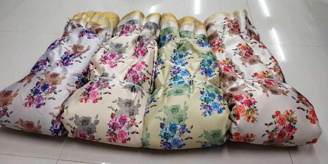 Digital Print Zari Satin Fabric