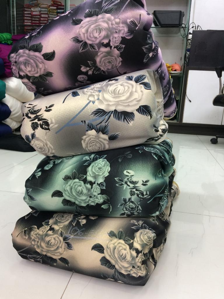 Digital Print Zari Satin Fabric