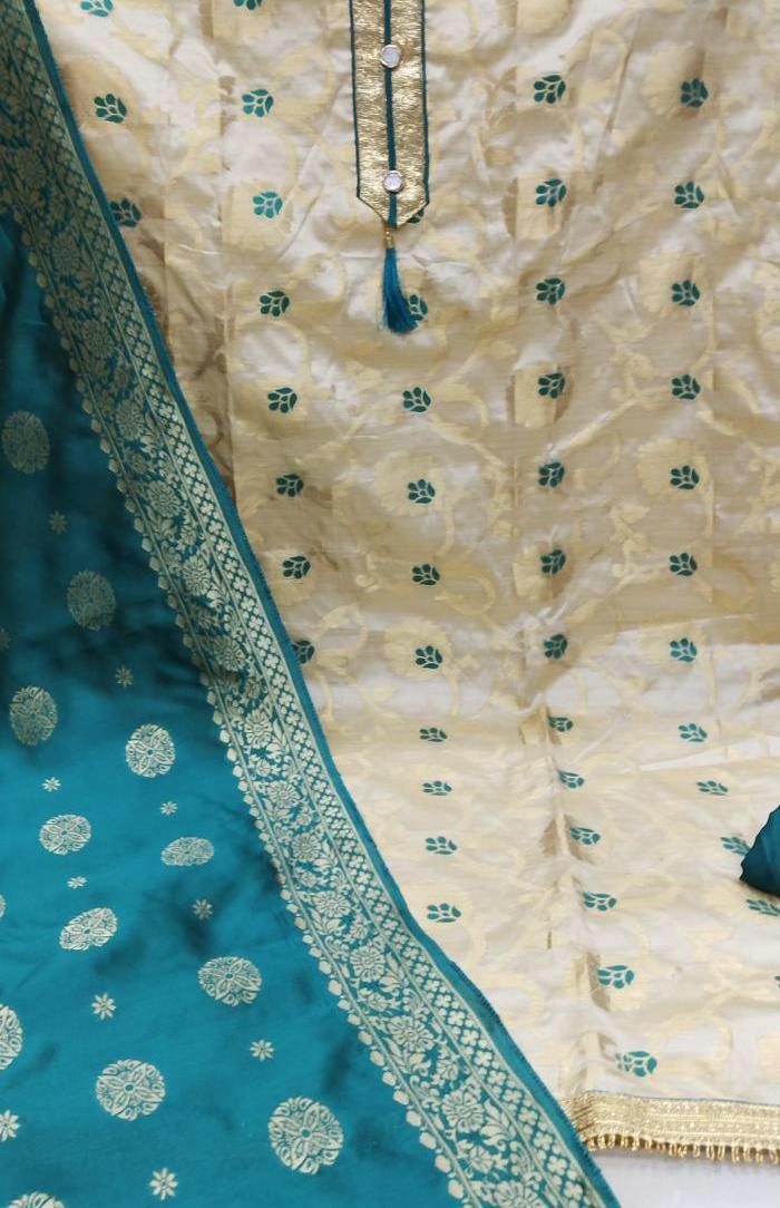 Multy Banarasi Jacard Fabric Unstitched Dress Materials