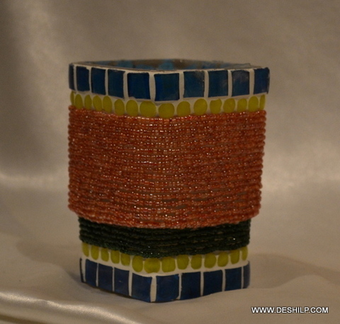 Glass Antique Effect Mosaic Candle Holder